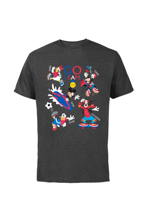 Mickey & Friends Summer Sports Let the Games Begin- Short Sleeve Cotton T-Shirt for Adults - Customized-Charcoal