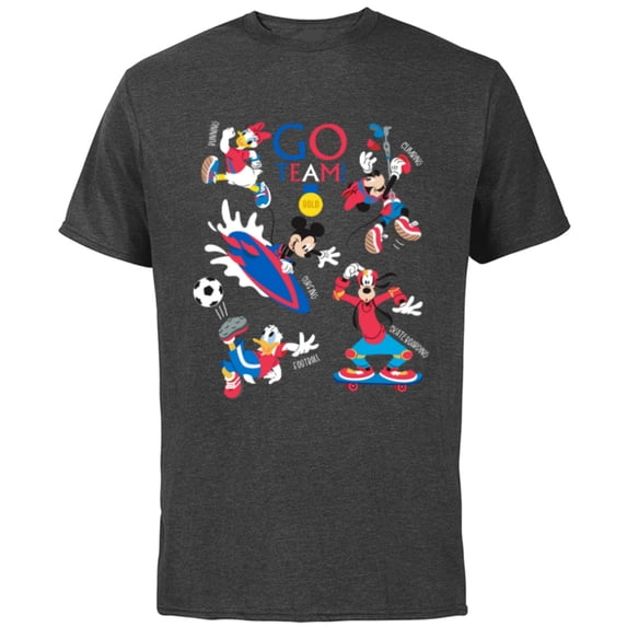 Disney Mickey & Friends Summer Sports Let the Games Begin- Short Sleeve Cotton T-Shirt for Adults - Customized-Charcoal