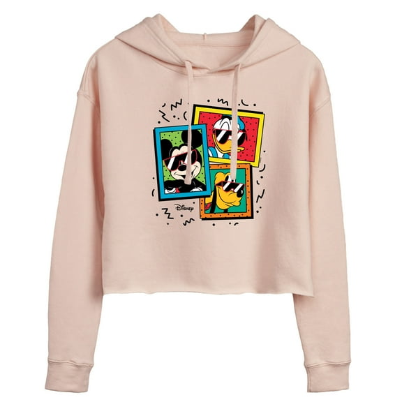 Disney - Mickey Friends Sunglasses - Juniors Cropped Pullover Hoodie