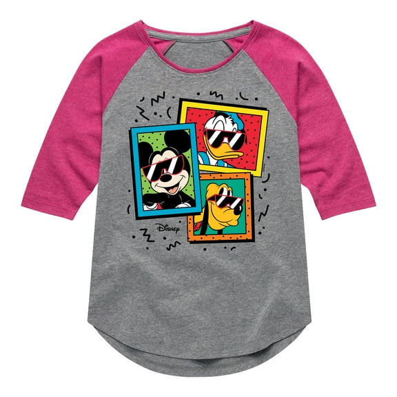 Disney - Mickey Friends Sunglasses - Toddler & Youth Girls Raglan Graphic T-Shirt