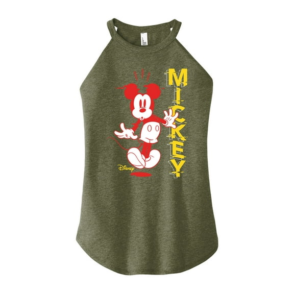 Disney - Mickey & Friends - Surprised Mickey - Color Block - Juniors High Neck Tank Top
