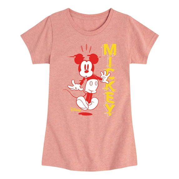 Disney - Mickey & Friends - Surprised Mickey - Glitch Name - Toddler And Youth Girls Short Sleeve Graphic T-Shirt