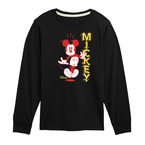 Disney - Mickey & Friends - Surprised Mickey - Glitch Name - Toddler And Youth Long Sleeve Graphic T-Shirt