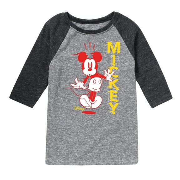Disney - Mickey & Friends - Surprised Mickey - Glitch Name - Toddler And Youth Raglan Graphic T-Shirt