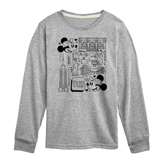 Disney - Mickey & Friends - The Big Apple with Minnie & Mickey - 5th Avenue - Toddler And Youth Long Sleeve Graphic T-Shirt