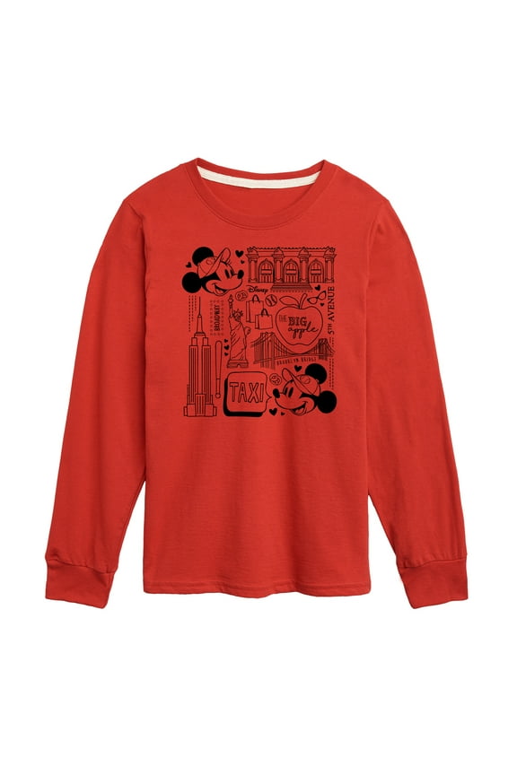 - Mickey & Friends - The Big Apple with Minnie & Mickey - 5th Avenue - Toddler And Youth Long Sleeve Graphic T-Shirt