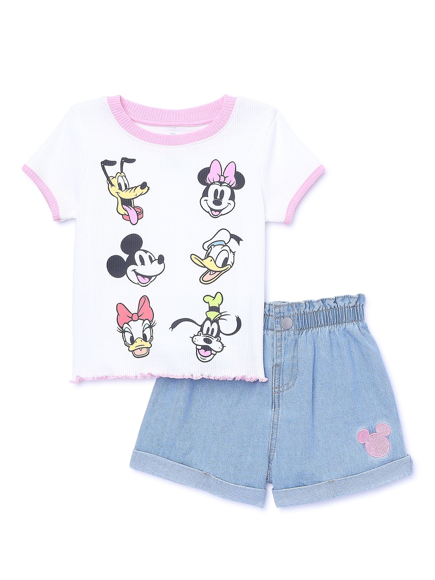 Disney Mickey & Friends Toddler Girls Top and Denim Shorts Outfit Set