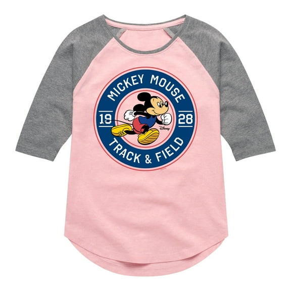 Disney - Mickey & Friends - Track & Field - Runner Mickey - Toddler And Youth Girls Raglan Graphic T-Shirt