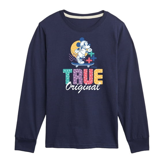 Disney - Mickey & Friends - True Original - Skater Mickey - Toddler And Youth Long Sleeve Graphic T-Shirt