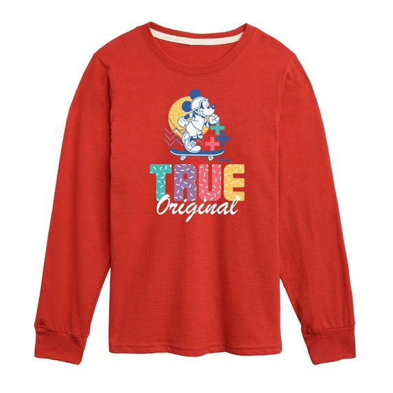 Disney - Mickey & Friends - True Original - Skater Mickey - Toddler And Youth Long Sleeve Graphic T-Shirt