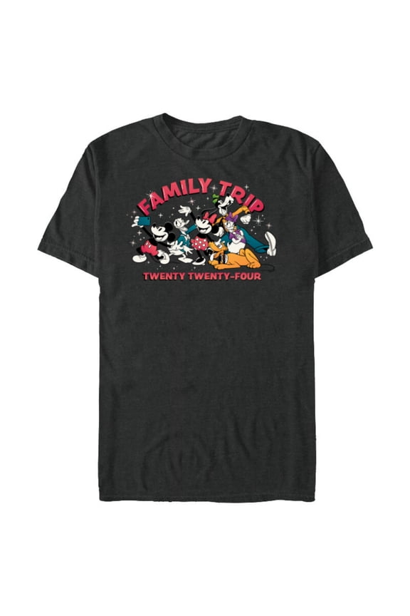 Mickey & Friends Vacation Selfie Family Trip 2024 - Short Sleeve Blended T-Shirt for Adults - Customized-Dark Heather