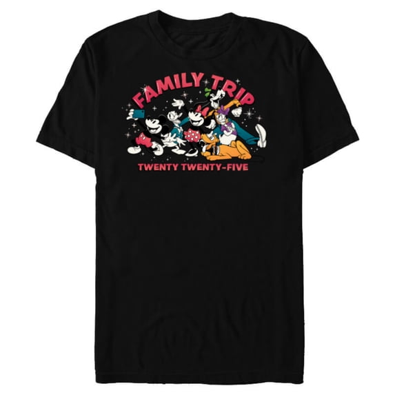 Disney Mickey & Friends Vacation Selfie Family Trip 2025 - Short Sleeve Blended T-Shirt for Adults - Customized-Black