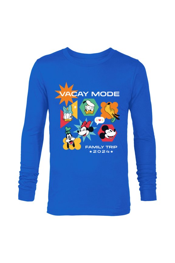 Mickey & Friends Vacay Mode Family Trip Vacation 2024 - Long Sleeve T-Shirt for Men - Customized-Navy