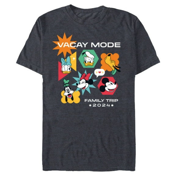 Disney Mickey & Friends Vacay Mode Family Trip Vacation 2024 - Short Sleeve Blended T-Shirt for Adults - Customized-Navy Heather