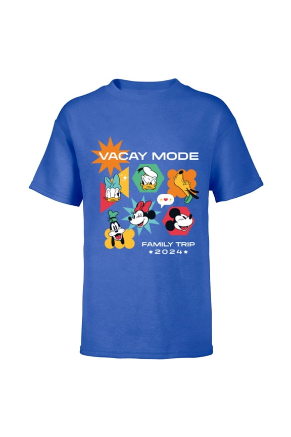 Mickey & Friends Vacay Mode Family Trip Vacation 2024 - Short Sleeve T-Shirt for Kids - Customized-Royal
