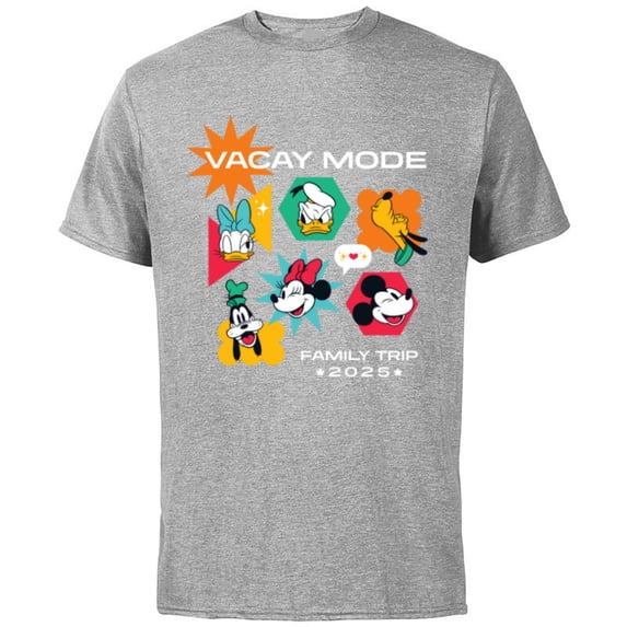 Disney Mickey & Friends Vacay Mode Family Trip Vacation 2025 - Short Sleeve Cotton T-Shirt for Adults - Customized-Athletic Heather