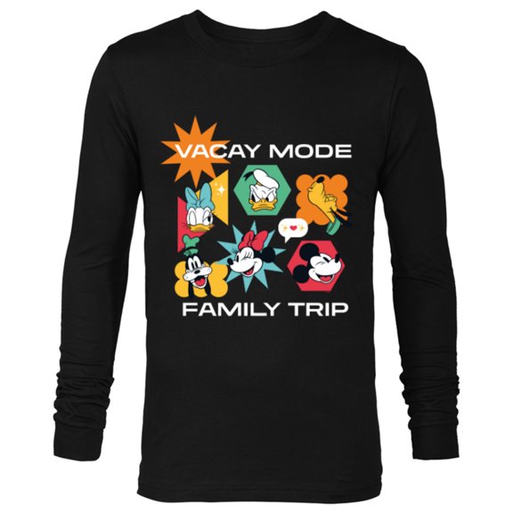Disney Mickey & Friends Vacay Mode Family Trip Vacation - Long Sleeve T-Shirt for Men - Customized-Black