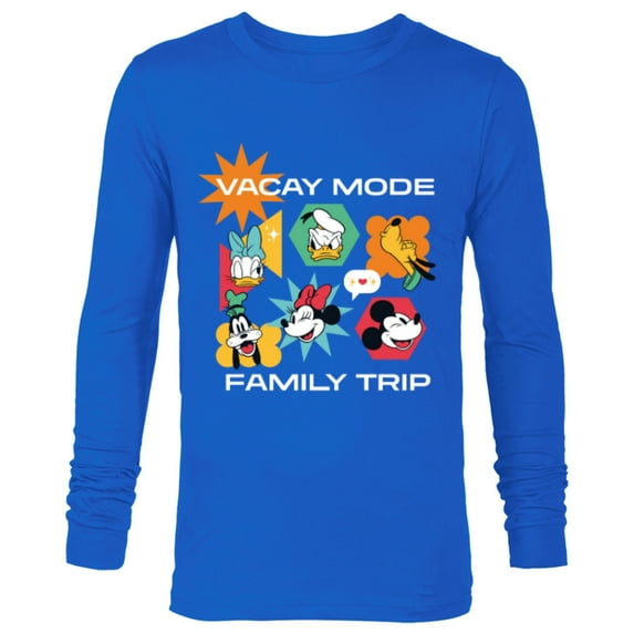 Disney Mickey & Friends Vacay Mode Family Trip Vacation - Long Sleeve T-Shirt for Men - Customized-Navy