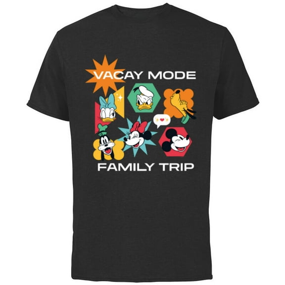 Disney Mickey & Friends Vacay Mode Family Trip Vacation - Short Sleeve Cotton T-Shirt for Adults - Customized-Black