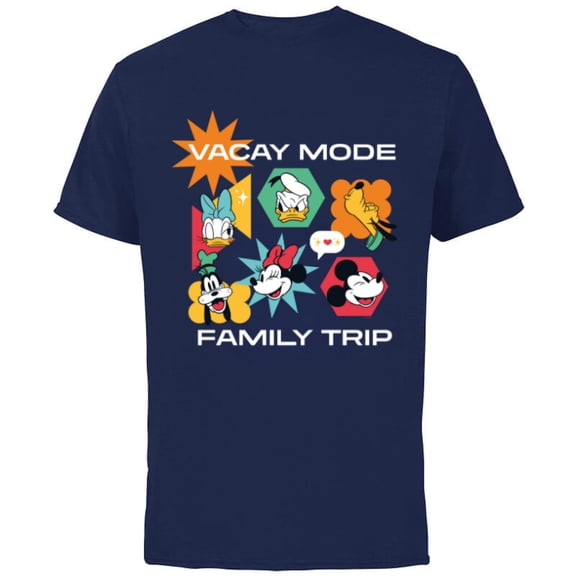 Disney Mickey & Friends Vacay Mode Family Trip Vacation - Short Sleeve Cotton T-Shirt for Adults - Customized-Navy