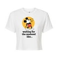 thumbnail image 1 of Disney - Mickey & Friends - Waiting for the Weekend Like - Whistling Music - Juniors Cropped Cotton Blend T-Shirt, 1 of 5