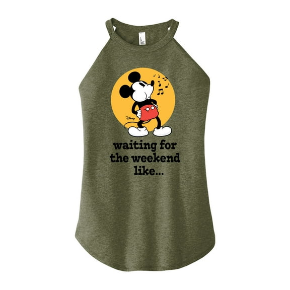 Disney - Mickey & Friends - Waiting for the Weekend Like - Whistling Music - Juniors High Neck Tank Top
