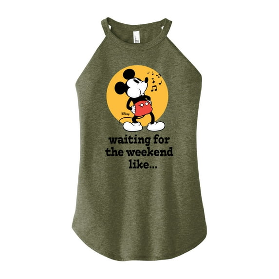 Disney - Mickey & Friends - Waiting for the Weekend Like - Whistling Music - Juniors High Neck Tank Top