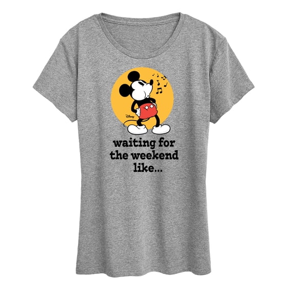Disney - Mickey & Friends - Waiting for the Weekend Like - Whistling Music - Women's Short Sleeve Graphic T-Shirt