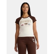 Disney Mickey and Friends Women's Graphic Baby Tee with Short Raglan Sleeves, Sizes XXS-XXL