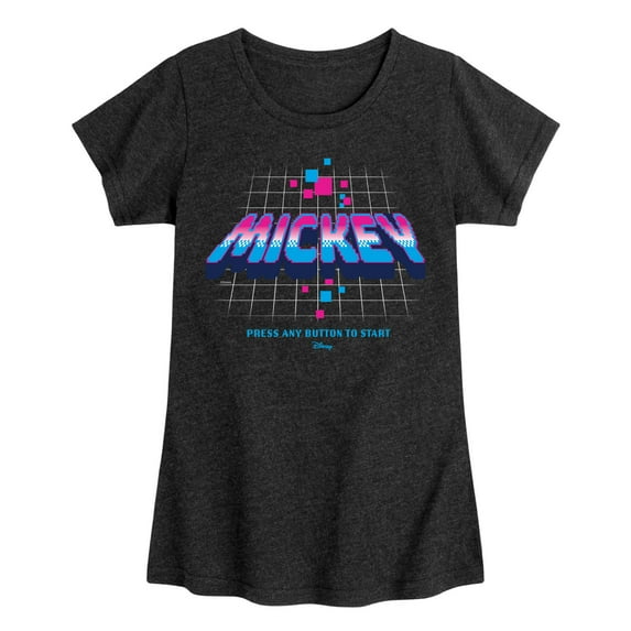 Disney - Mickey Gamer Logo Press Button - Toddler & Youth Girls Short Sleeve Graphic T-Shirt