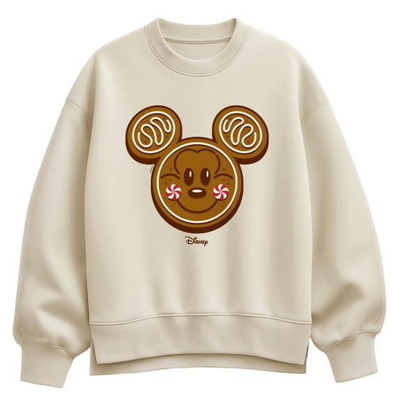 Disney - Mickey Gingerbread Head Women's Oversized Fleece Crew Sweatshirt