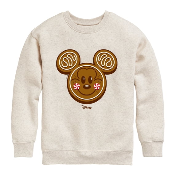 Disney - Mickey Gingerbread Head Boys' Graphic Long Sleeve Fleece Sweatshirt
