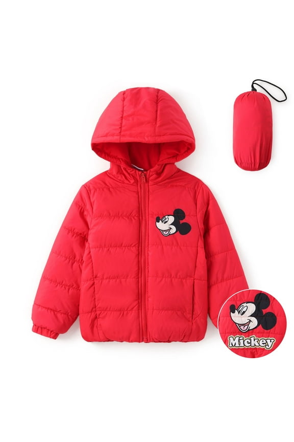 Mickey Girls Boys Puffer Jackets Winter Hoodie Zip-Up Outerwear Jackets & Coats Sizes 3-10