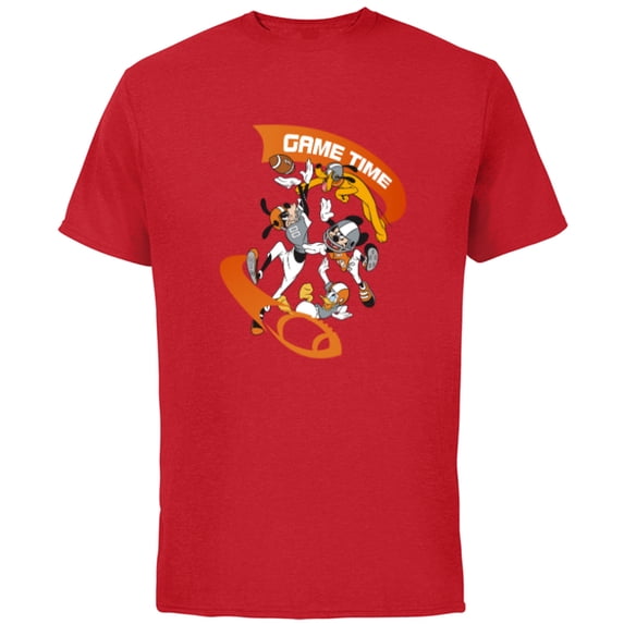 Disney Mickey Goofy Donald & Pluto Game Time Football Sports - Short Sleeve Cotton T-Shirt for Adults - Customized-Red