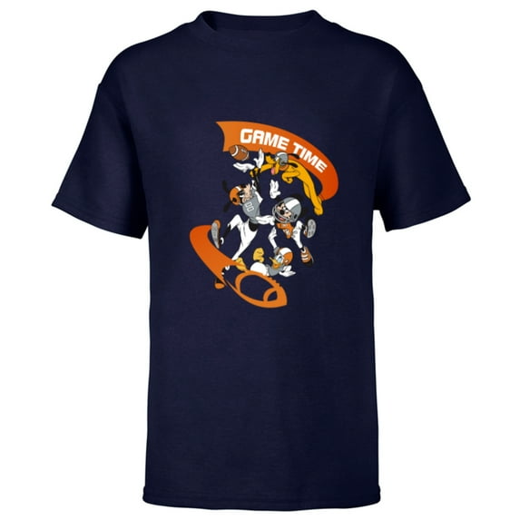 Disney Mickey Goofy Donald & Pluto Game Time Football Sports - Short Sleeve T-Shirt for Kids - Customized-Navy