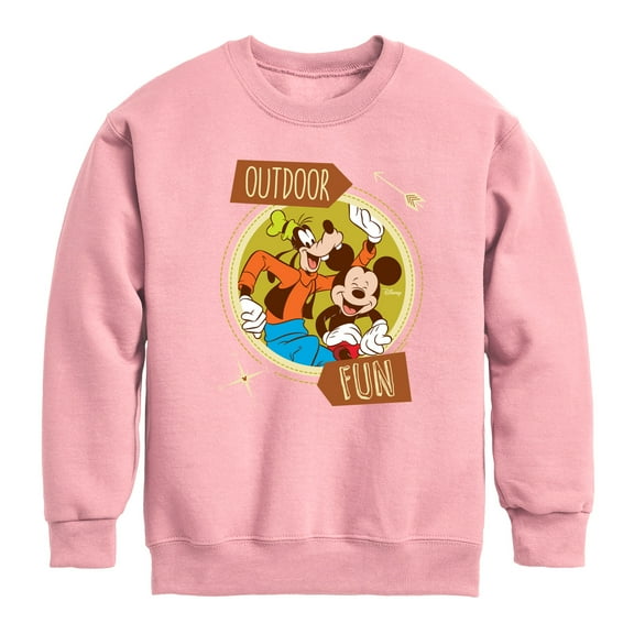 Disney - Mickey & Goofy - Outdoor Fun - Youth Crewneck Fleece Sweatshirt
