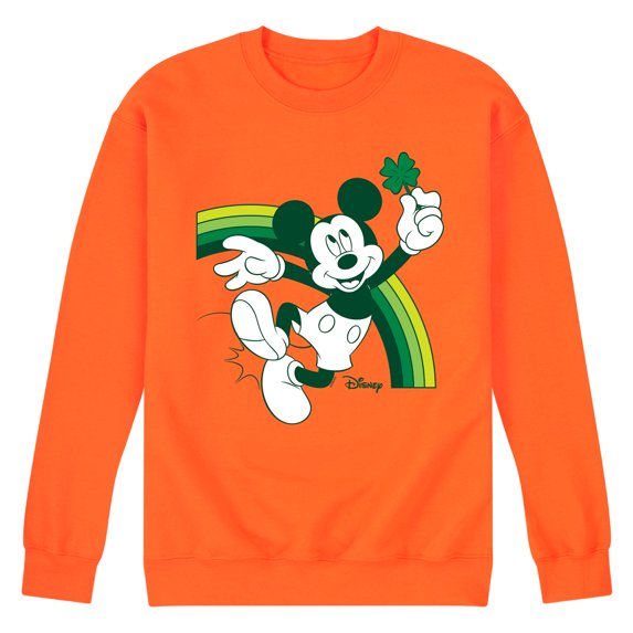 Disney - Mickey Green Rainbow - Men's Crew Neck Fleece Pullover