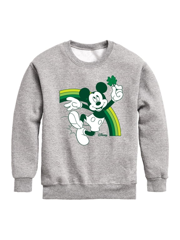 - Mickey Green Rainbow Boys' Graphic Long Sleeve Fleece Sweatshirt