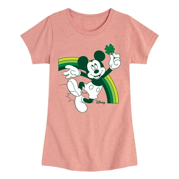 Disney - Mickey Green Rainbow - Toddler And Youth Girls Short Sleeve Graphic T-Shirt