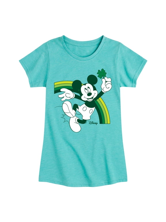 - Mickey Green Rainbow - Toddler And Youth Girls Short Sleeve Graphic T-Shirt