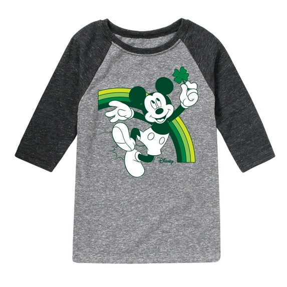 Disney - Mickey Green Rainbow - Toddler And Youth Raglan Graphic T-Shirt