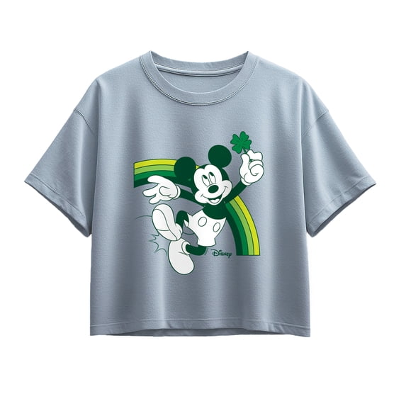 Disney - Mickey Green Rainbow - Youth Girls Boxy T-Shirt