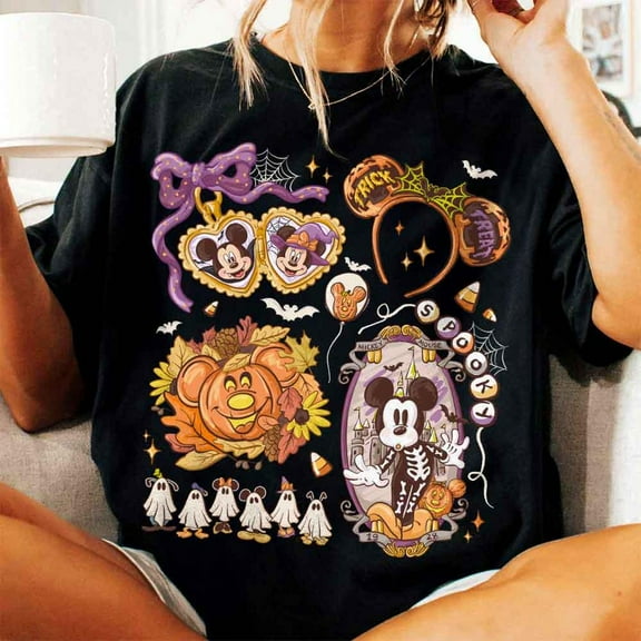 Disney Mickey Halloween Coquette Unisex Comfort Colors T-shirt, Trip Matching Shirt, Disneyland Halloween,Black Color,Size M