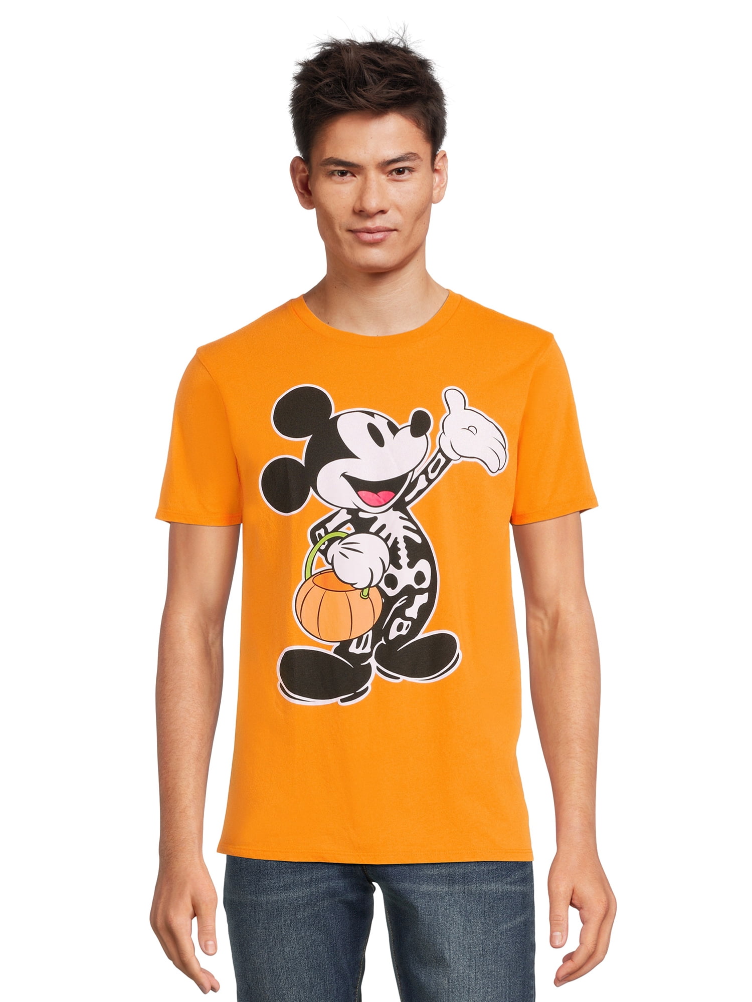 【超目玉枠】 Disney Mickey Halloween Skeleton T-Shirt, Sizes S-3XL トップス