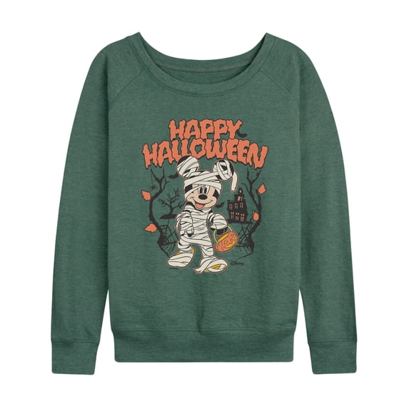 Disney - Mickey Halloween Lightweight French Terry Wide Neck Long Sleeve Graphic Shirt