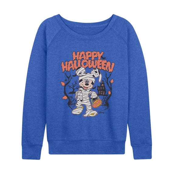 Disney - Mickey Halloween Lightweight French Terry Wide Neck Long Sleeve Graphic Shirt