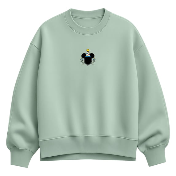 Disney - Mickey Head Bday Hat Women's Oversized Fleece Crew Sweatshirt