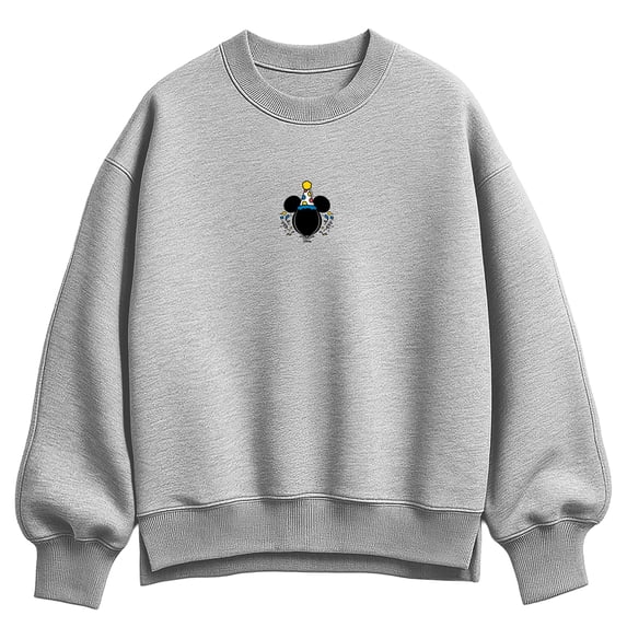 Disney - Mickey Head Bday Hat Women's Oversized Fleece Crew Sweatshirt
