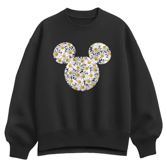 Disney - Mickey Head Daisies Women's Oversized Fleece Crew Sweatshirt