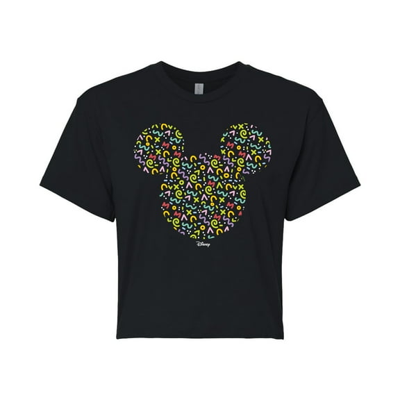 Disney - Mickey Head  - Juniors Cropped Cotton Blend T-Shirt